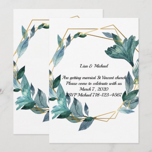 Levendige Waterverf-gekapte lederen bruiloft Kaart (Voorkant / Achterkant)