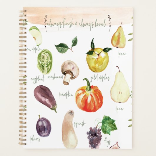 Levendige Waterverf groenten en fruit Planner (Voorkant)