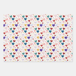 Levendige Waterverf Hart Medley Inpakpapier Vel