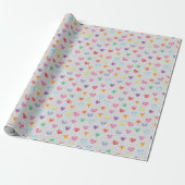 Levendige Waterverf Harten Gift Wrap - Valentijns Cadeaupapier (Uitgerold)