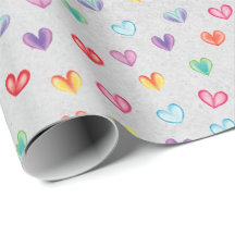 Levendige Waterverf Harten Gift Wrap - Valentijns