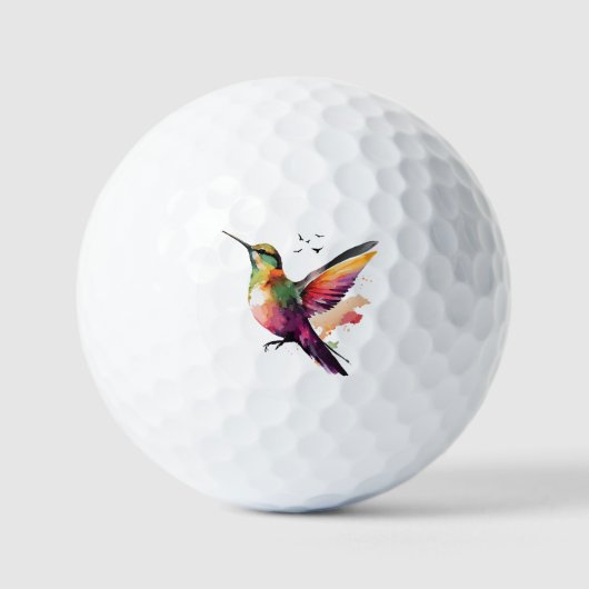 Levendige Waterverf Hummingbird Illustratie Golfballen (Voorkant)