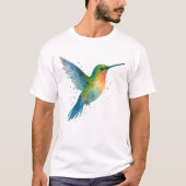 Levendige Waterverf Hummingbird in Flight T-shirt (Voorkant)