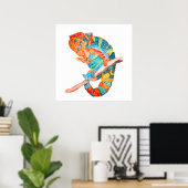 Levendige Waterverf Kameleon Poster (Thuiskantoor)