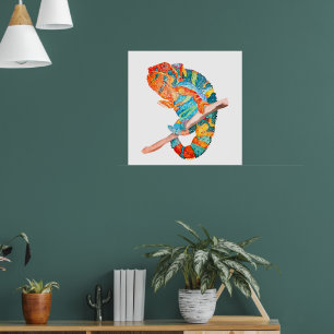 Levendige Waterverf Kameleon Poster