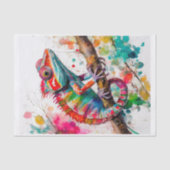 Levendige Waterverf Kameleon - Rainbow Oerwoud Art Tissuepapier (Voorkant)