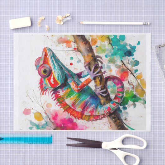Levendige Waterverf Kameleon - Rainbow Oerwoud Art Tissuepapier (Craft)