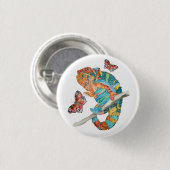 Levendige Waterverf Kameleon Ronde Button 3,2 Cm (Voorkant /achterkant)