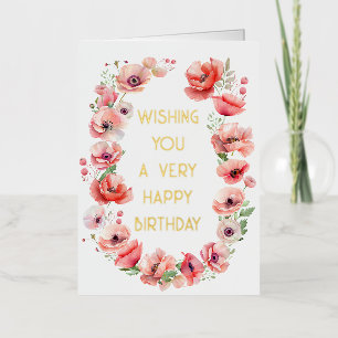 Levendige Waterverf Klaproos Gefeliciteerd Verjaa Folie Wenskaart
