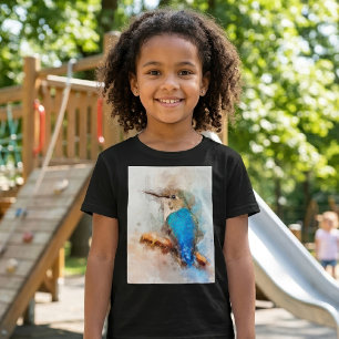 Levendige waterverf kolibrie vogel op een tak t-shirt