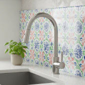 Levendige Waterverf Koraal Blauw Groen Patroon Tegeltje