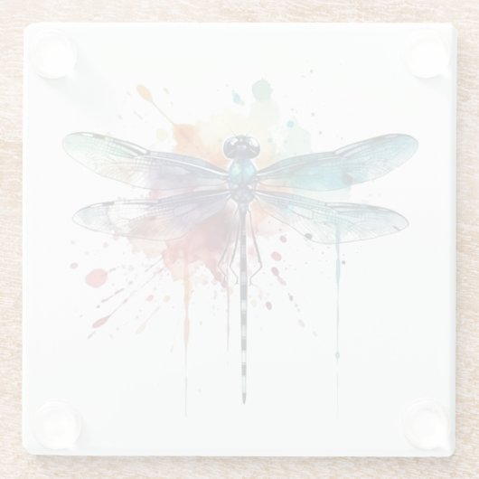 Levendige Waterverf libel Glazen Onderzetter (Achterkant)