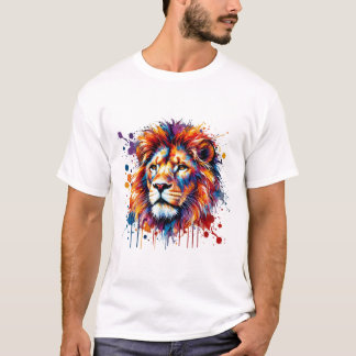 Levendige Waterverf Lion T-shirt