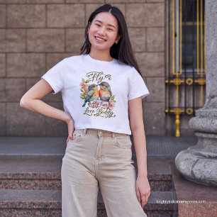 Levendige Waterverf Lovebirds Vlieg Gratis, Liefde T-shirt