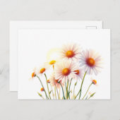 Levendige Waterverf madeliefjes met Golden Hour Briefkaart (Voorkant / Achterkant)