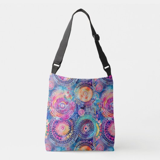 Levendige Waterverf Mandala Crossbody Tas (Voorkant)