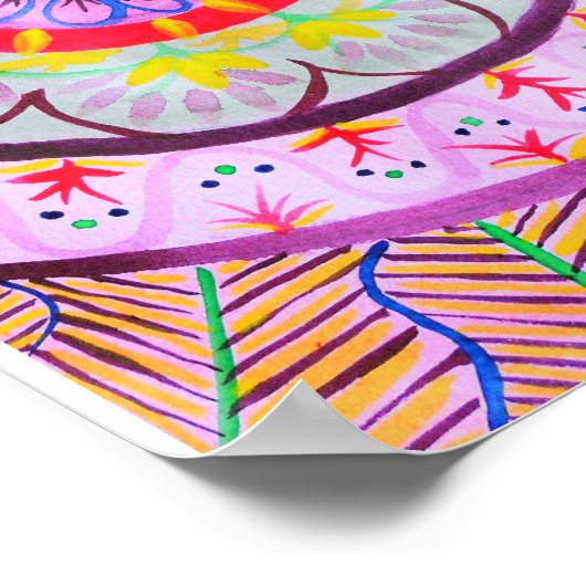 Levendige waterverf mandala-design met etnische af poster (Hoek)