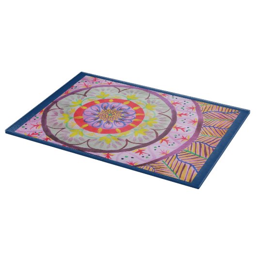 Levendige waterverf mandala-design met etnische af snijplank (Hoek)