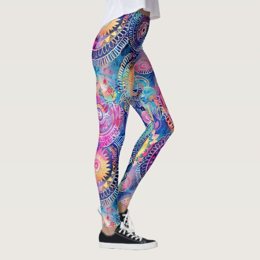 Levendige Waterverf Mandala Leggings (Rechts)