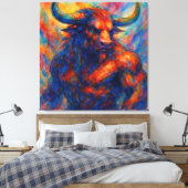 Levendige Waterverf Minotaur Canvas Afdruk (Insitu (Slaapkamer))