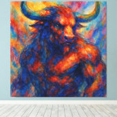 Levendige Waterverf Minotaur Canvas Afdruk (Insitu (Houten vloer))