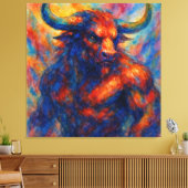Levendige Waterverf Minotaur Canvas Afdruk (Insitu (Woonkamer))