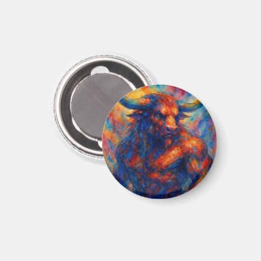 Levendige Waterverf Minotaur Magneet (Voorkant / Achterkant)