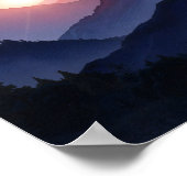 Levendige Waterverf Mountain Sunset Painting Poster (Hoek)