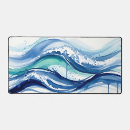 Levendige Waterverf Oceaan Golven Abstract Bureaumat
