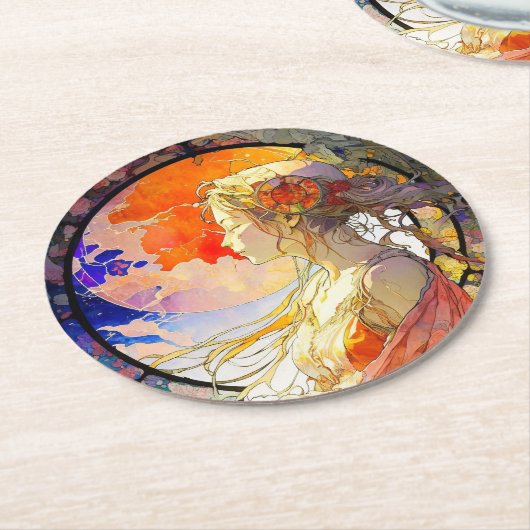 Levendige Waterverf Onderzetter van Girl Paper (Gebogen)