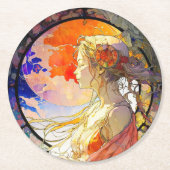 Levendige Waterverf Onderzetter van Girl Paper (Voorkant)