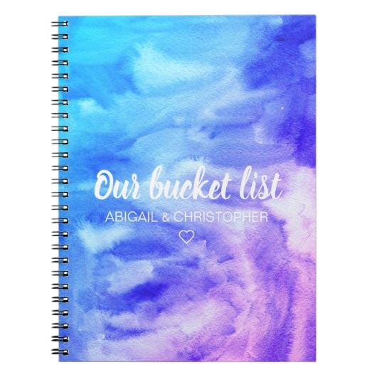 Levendige Waterverf Onze Bucket List Couple Keepsl Notitieboek (Voorkant)