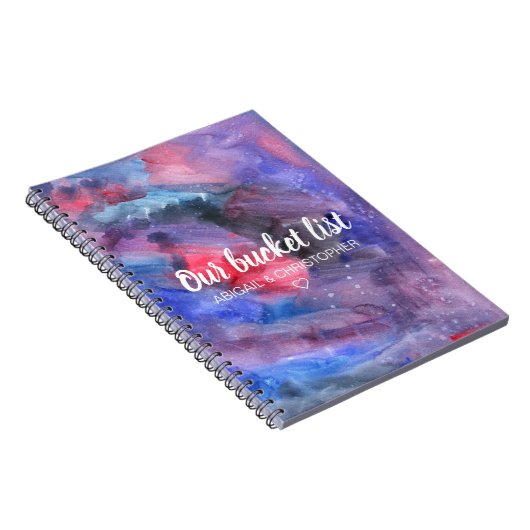 Levendige Waterverf Onze Bucket List Couple Keepsl Notitieboek (Rechterzijde)