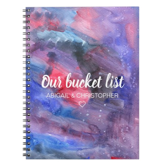 Levendige Waterverf Onze Bucket List Couple Keepsl Notitieboek (Voorkant)
