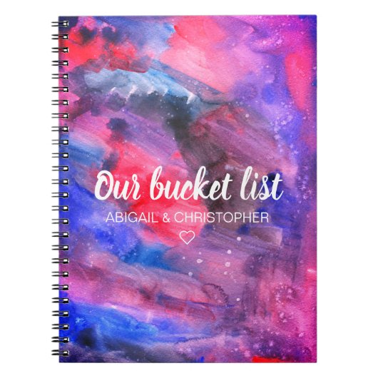 Levendige Waterverf Onze Bucket List Couple Keepsl Notitieboek (Voorkant)