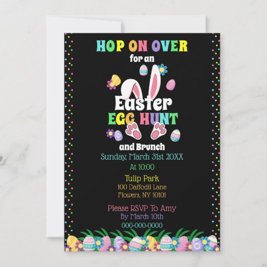 Levendige Waterverf Paaseierjacht en brunch Kaart (Voorkant)