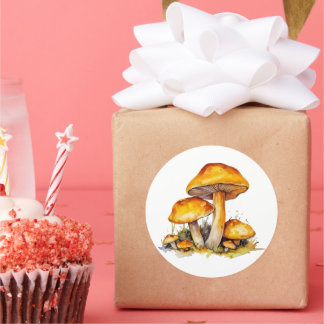 Levendige Waterverf Paddenstoel Sticker