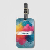 Levendige Waterverf Paint Splash met aangepaste na Bagagelabel (Voorkant (verticaal))
