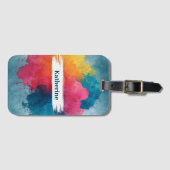 Levendige Waterverf Paint Splash met aangepaste na Bagagelabel (Voorkant (horizontaal))