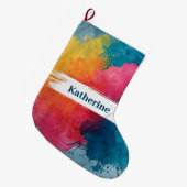 Levendige Waterverf Paint Splash met aangepaste na Grote Kerstsok (Voorkant (Hangend))