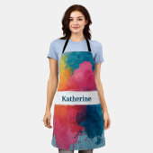 Levendige Waterverf Paint Splash met aangepaste na Schort (Gedragen)