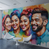 Levendige Waterverf Portret Lachende Gezichten Muu Poster