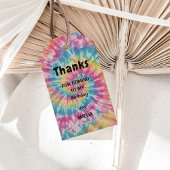 Levendige Waterverf Rainbow Tie Dye Verjaardag Cadeaulabel