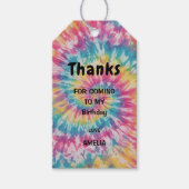 Levendige Waterverf Rainbow Tie Dye Verjaardag Cadeaulabel (Voorkant)