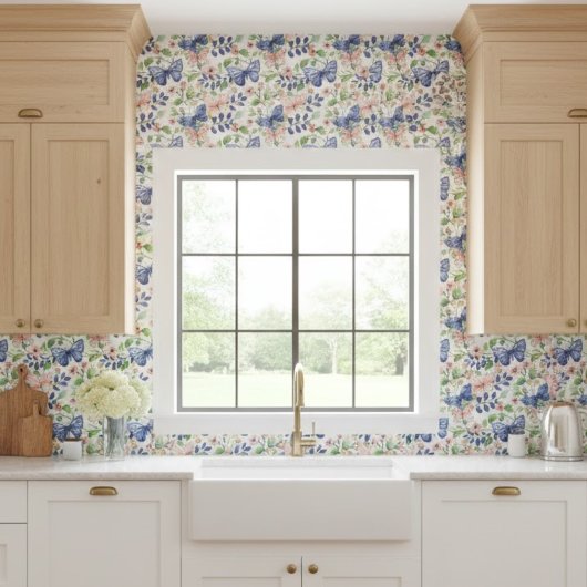 Levendige Waterverf Roze Blauw Bloemen Vlinders Tegeltje