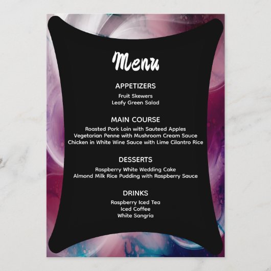 Levendige Waterverf Roze bruiloft Menu (Voorkant)