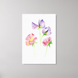 Levendige Waterverf Roze Paars Canvas Afdruk