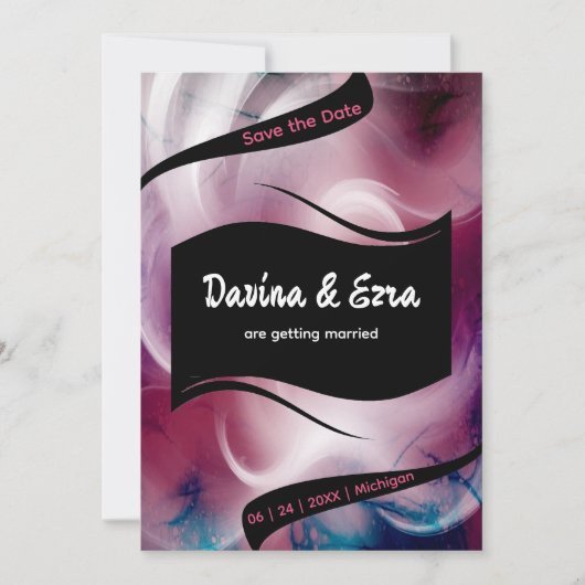 Levendige Waterverf Roze Save The Date (Voorkant)