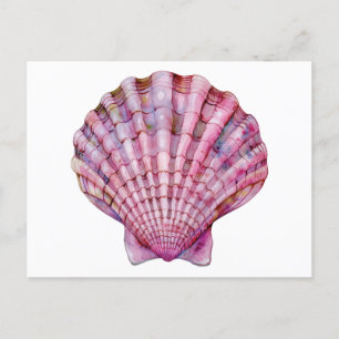 Levendige waterverf roze zeeschelp illustratie briefkaart