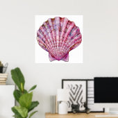 Levendige waterverf roze zeeschelp illustratie poster (Thuiskantoor)